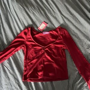 NWT red cropped long sleeve top
